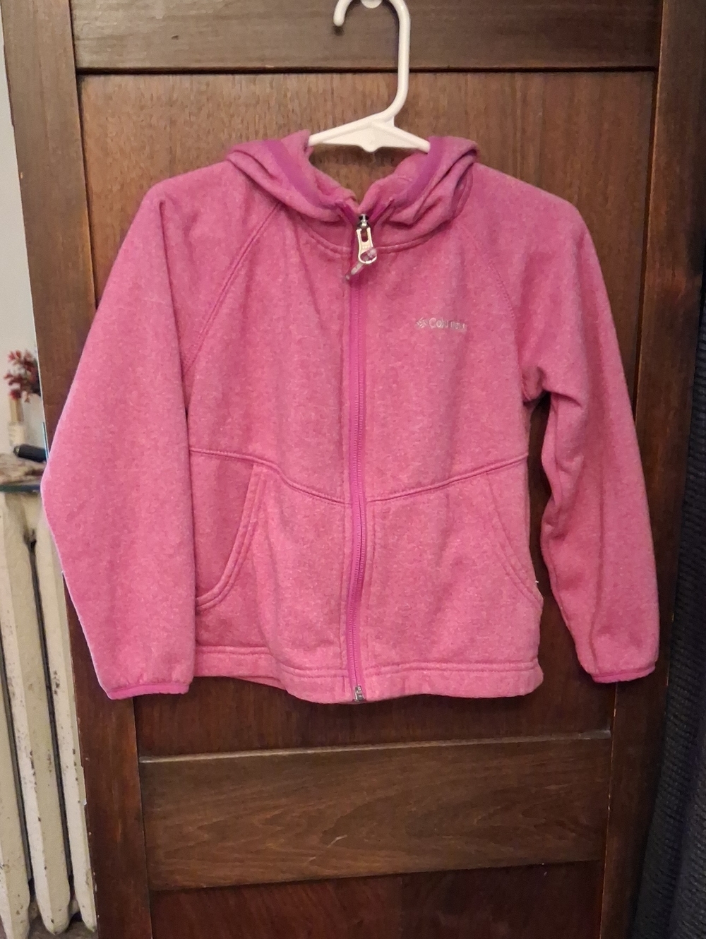 Columbia Size 4T Kids Pink Hooded Fleece Zip Jacket